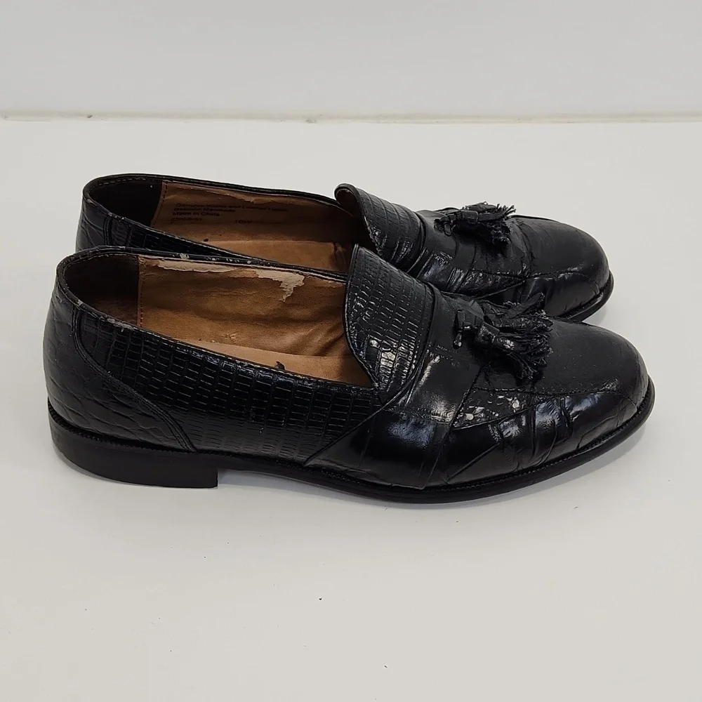 Stacy Adams Genuine Snake And Leather Loafers Dress Shoes Men's Sz 10W Black